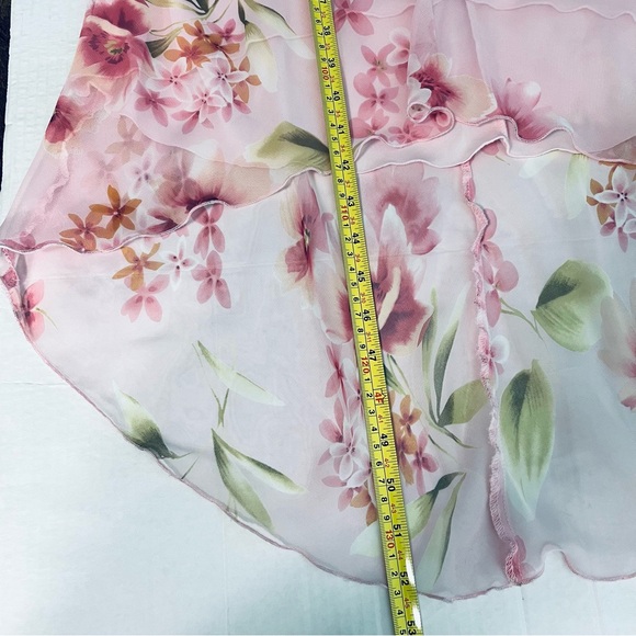 Vintage Y2K 90s B. Smart sz. M? Floral Maxi Dress Draped Cowl Neck Lined Pink - Picture 14 of 14